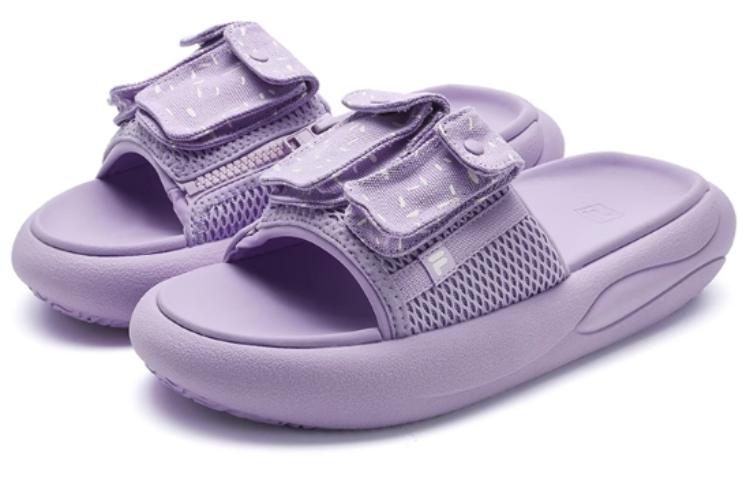 Order FILA FUSION斐樂潮牌 簡約舒適 防滑防磨一字拖鞋 女款 紫白