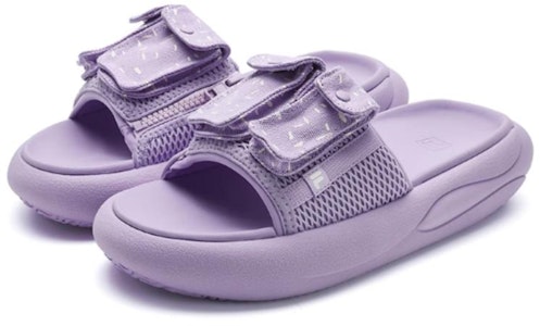 FILA FUSION斐樂潮牌 簡約舒適 防滑防磨一字拖鞋 女款 紫白 Order FILA FUSION斐樂潮牌 簡約舒適 防滑防磨一字拖鞋 女款 紫白