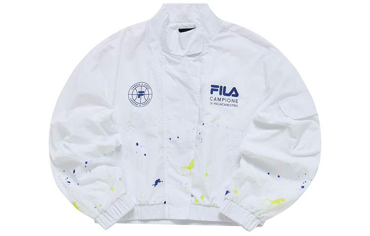 (Women) FILA FUSION Splatter Print Loose Fit Woven Jacket Standard White T11W235702F-WT