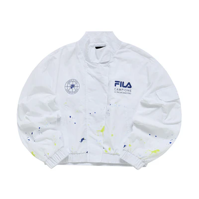 (Women) FILA FUSION Splatter Print Loose Fit Woven Jacket Standard White T11W235702F-WT