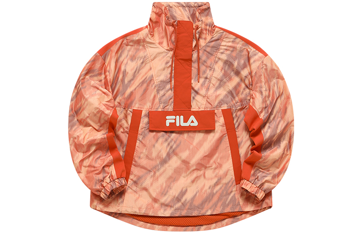(Women) FILA Fusion Street Sport Half-Zip Jacket Women in Orange Red Colorblock Design T11W211702FOR