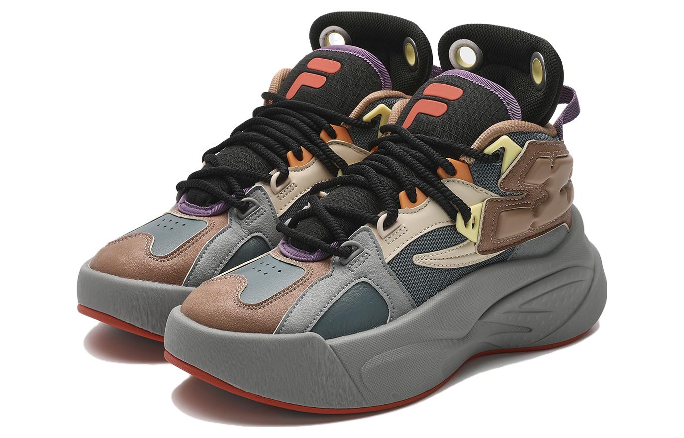 Lookbook FILA FUSION 斐樂潮牌 THE MASH 減震防滑 高幫 復古籃球鞋 女款 藍黑色