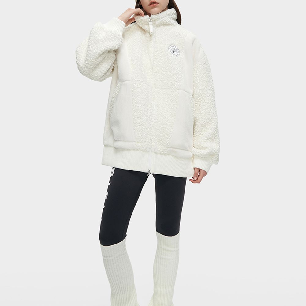 Details for (W) FILA FUSION 校服风人造羊羔绒保暖夹克 - 白色 T11W345901F-WT