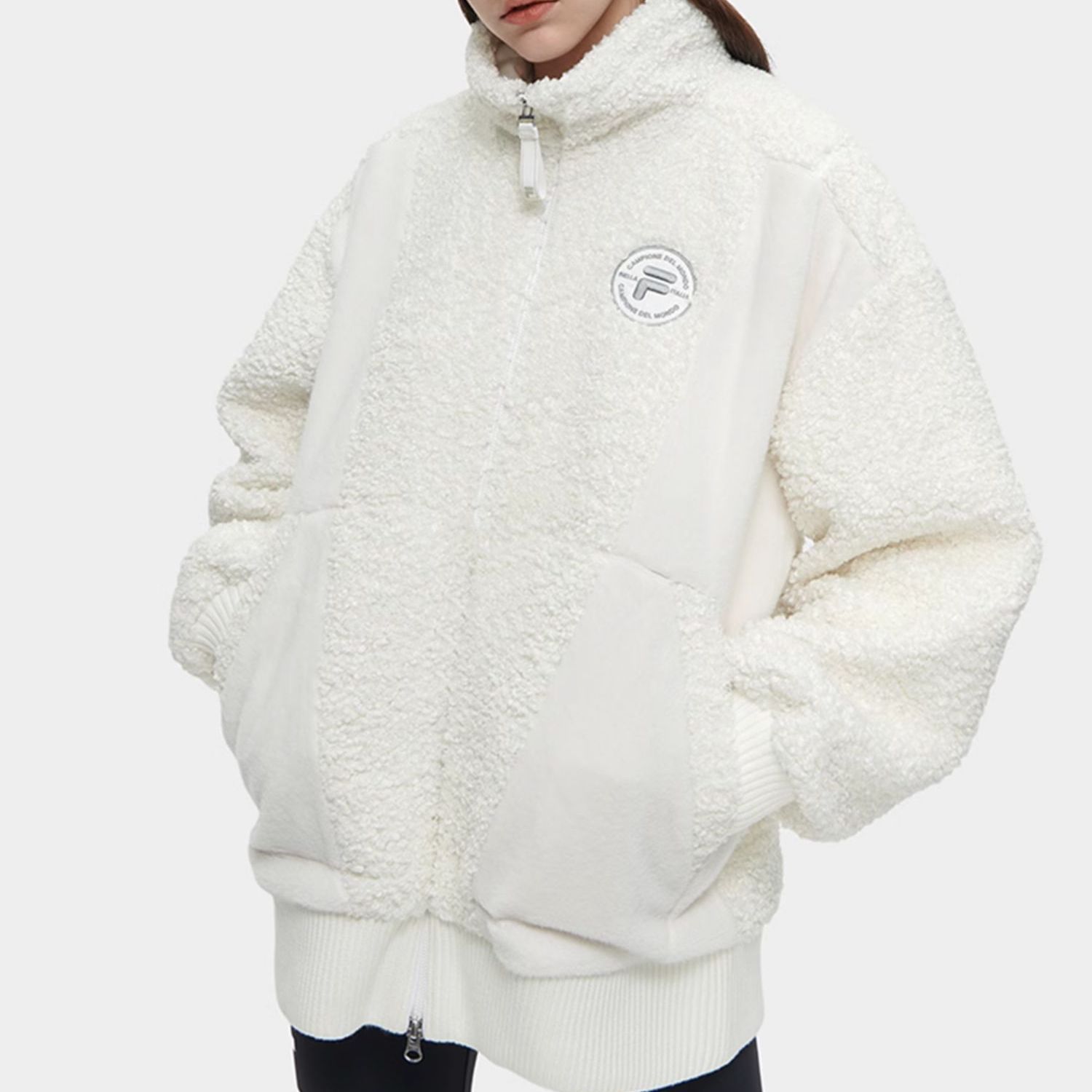 Sizing (W) FILA FUSION 校服风人造羊羔绒保暖夹克 - 白色 T11W345901F-WT