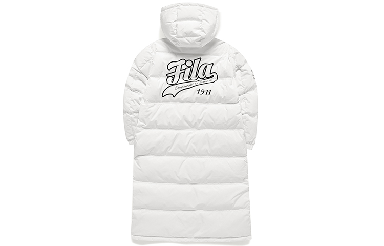 (Women) FILA Fusion Winter Long Down Jacket with Logo Print Hoodie - White. T11W142907FWT 圖 2