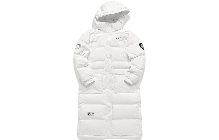 (Women) FILA Fusion Winter Long Down Jacket with Logo Print Hoodie - White. T11W142907FWT 圖 3