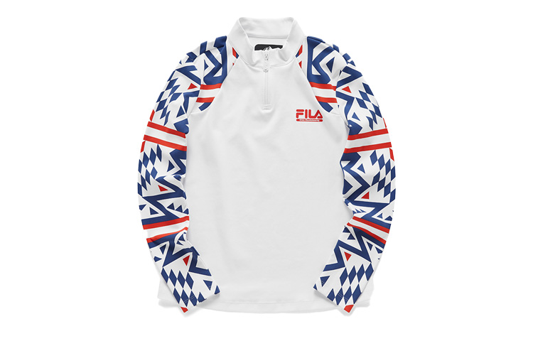 (Women) FILA FUSION Women White Geometric Pattern Long Sleeve Tee Collab T11W047207F-WT