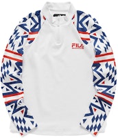 (Women) FILA FUSION Women White Geometric Pattern Long Sleeve Tee Collab T11W047207F-WT (Women) FILA FUSION Women White Geometric Pattern Long Sleeve Tee Collab T11W047207F-WT