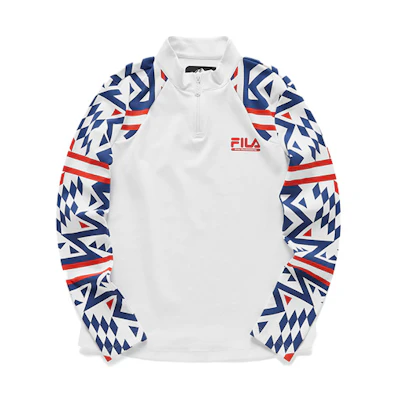 (Women) FILA FUSION Women White Geometric Pattern Long Sleeve Tee Collab T11W047207F-WT