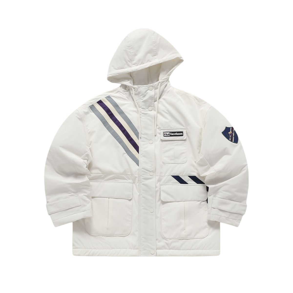 (Women) FILA FUSION x FACETASM Oversized Colorblock Hooded Jacket  White. T11W417902F-IV