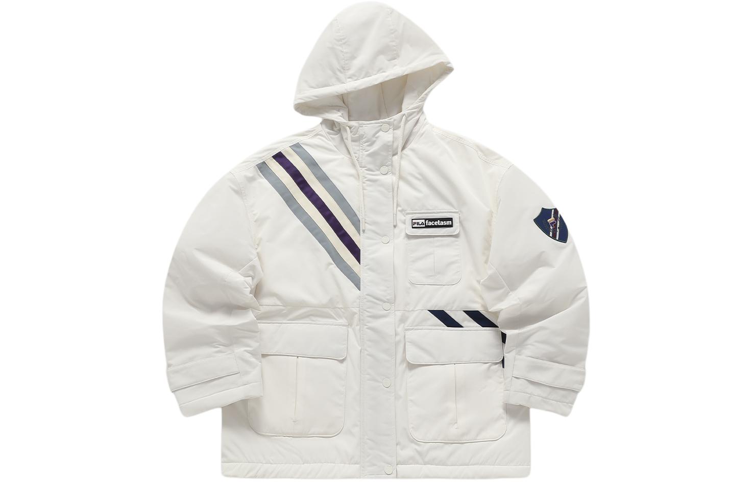 Order (W) FILA FUSION x FACETASM Jaket Hoodie Oversize Warna Blok Putih. T11W417902F-IV