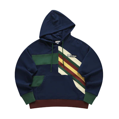(Women) FILA Fusion FACETASM Oversized Hoodie Colorblock Hannis Blue T11W417202F-NV