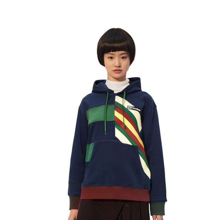 (Women) FILA Fusion FACETASM Oversized Hoodie Colorblock Hannis Blue T11W417202F-NV 圖 4