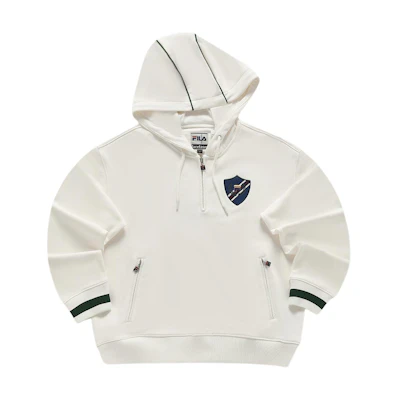(Women) FILA Fusion FACETASM Oversized Pullover Hoodie in Feather White T11W417204F-IV