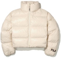 (Women) FILA FW22 White Short Down Jacket with Logo and Zip Front. FS2DJE4153F-BOW (Women) FILA FW22 White Short Down Jacket with Logo and Zip Front. FS2DJE4153F-BOW