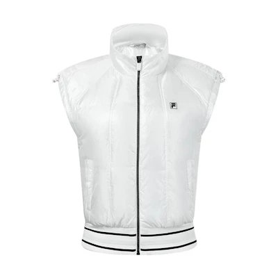 (Women) FILA Golf Casual Puffer Vest Jade White with Stand Collar. A11W315905FWT