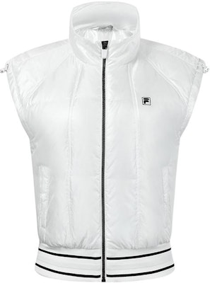 (Women) FILA Golf Casual Puffer Vest Jade White with Stand Collar. A11W315905FWT Order (Women) FILA Golf Casual Puffer Vest Jade White with Stand Collar. A11W315905FWT