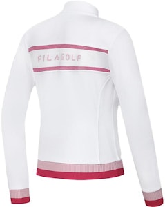 (W) FILA Golf Jaket Knit Kerah Berdiri Motif Huruf - Jade White A11W415503F-WT Lookbook (W) FILA Golf Jaket Knit Kerah Berdiri Motif Huruf - Jade White A11W415503F-WT