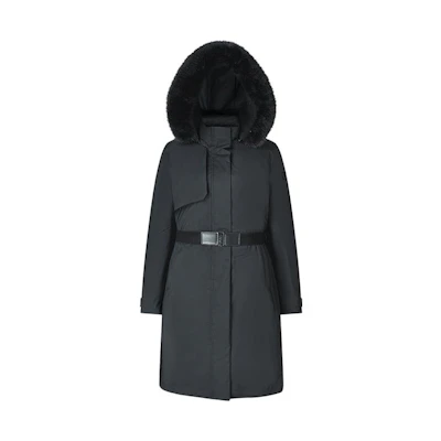 (Women) FILA Golf Long Down Jacket with Hood Solid Black. A11W345904F-BK