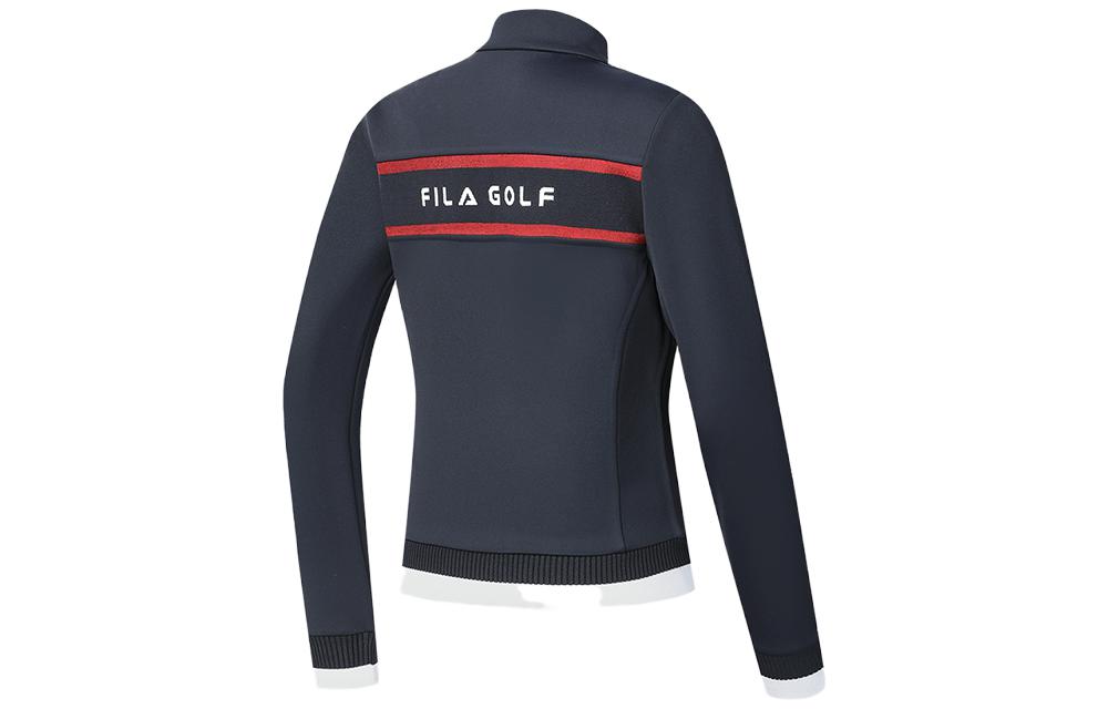 Lookbook (W) FILA Golf Retro Letter Print Knit Track Jacket - Biru Legend. A11W415503F-NV