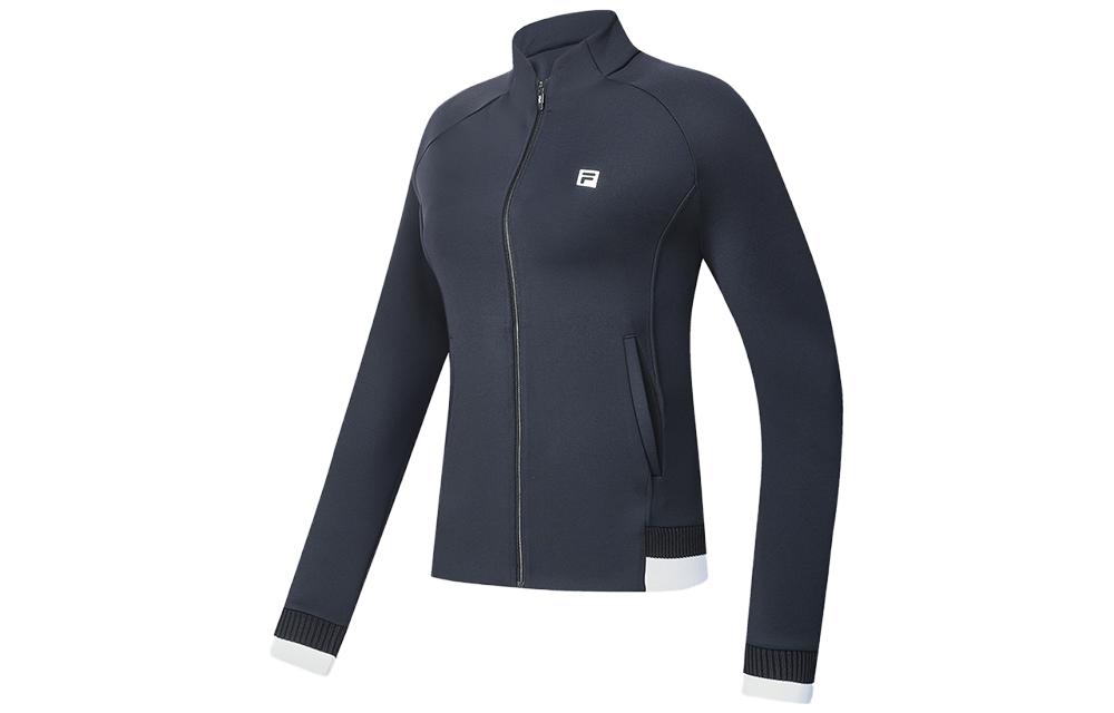 Shop (W) FILA Golf Retro Letter Print Knit Track Jacket - Biru Legend. A11W415503F-NV