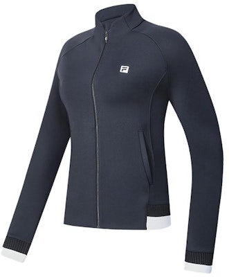 (Women) FILA Golf Retro Letter Print Knit Track Jacket - Legend Blue. A11W415503F-NV Shop (Women) FILA Golf Retro Letter Print Knit Track Jacket - Legend Blue. A11W415503F-NV