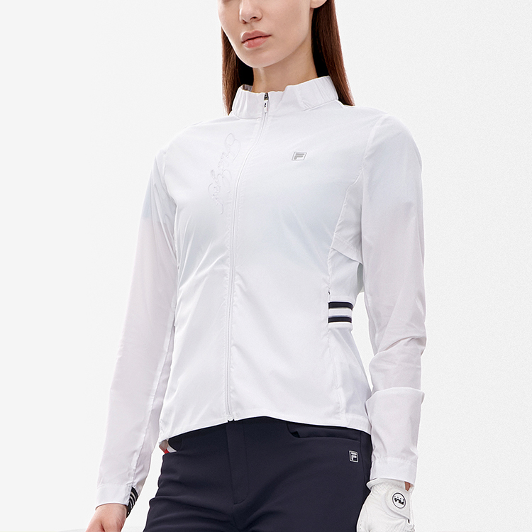 (Women) FILA Golf Athletic Striped Woven Jacket - Jade White Casual Wear A11W235701F-WT 圖 6