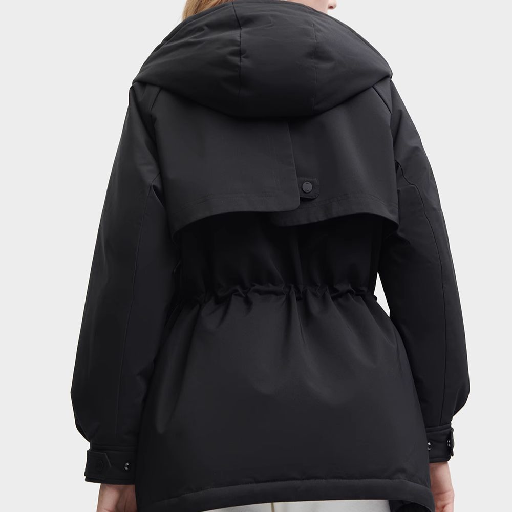 (Women) FILA HERITAGE  Black Down Jacket - Loose Fit, Windproof, Warm Hoodie. F11W348906F-BK 圖 6