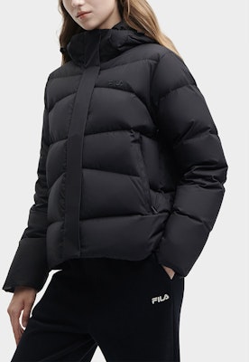 (Women) FILA HERITAGE Black Hooded Down Jacket Casualwear. F11W348916FBK Details for (Women) FILA HERITAGE Black Hooded Down Jacket Casualwear. F11W348916FBK
