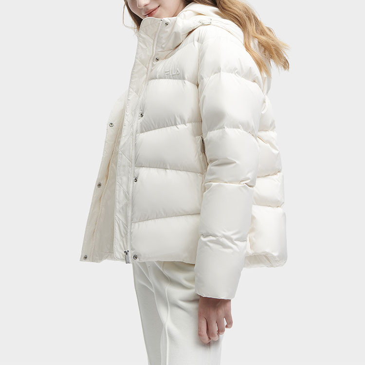 Purchase (W) FILA Heritage Jaket Hoodie Casual Down Warna Beige Terang. F11W348916F-IV