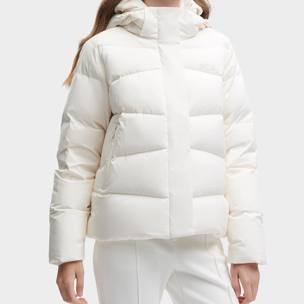 Details for (W) FILA Heritage Jaket Hoodie Casual Down Warna Beige Terang. F11W348916F-IV