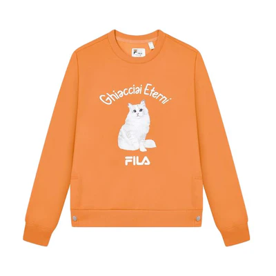 (Women) FILA Heritage Cat Letter Print Pullover Sweatshirt Jam Orange F11W348210F-OR