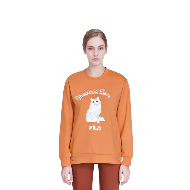 Sizing (W) FILA Heritage 貓咪字母印花套頭運動衫 橙果色 F11W348210F-OR