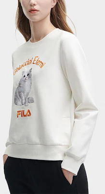 (W) FILA 復古貓咪印花淺米色長袖休閒上衣 F11W348210F-IV Details for (W) FILA 復古貓咪印花淺米色長袖休閒上衣 F11W348210F-IV