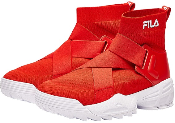 Fila 斐樂 白色特別款 高帮運動鞋 女款 紅 Lookbook Fila 斐樂 白色特別款 高帮運動鞋 女款 紅