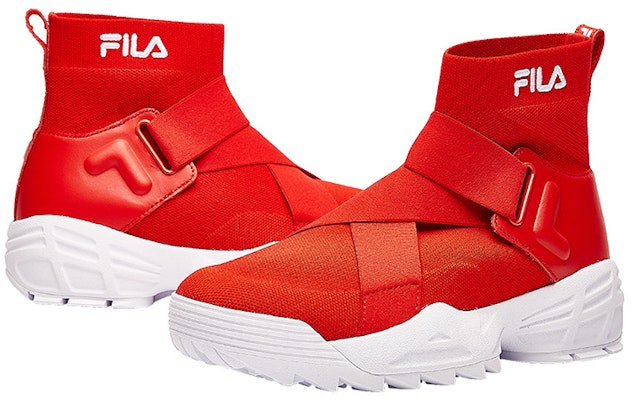 Fila 斐樂 白色特別款 高帮運動鞋 女款 紅 Shop Fila 斐樂 白色特別款 高帮運動鞋 女款 紅
