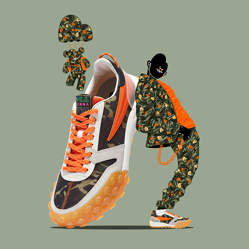 Sizing (W) FILA Icona '庭院绿色迷彩' F12W124165FGC