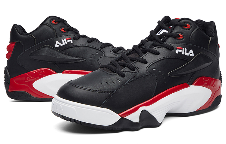 Shop FILA斐樂 Janball Mid 中幫 復古籃球鞋 女款 黑紅