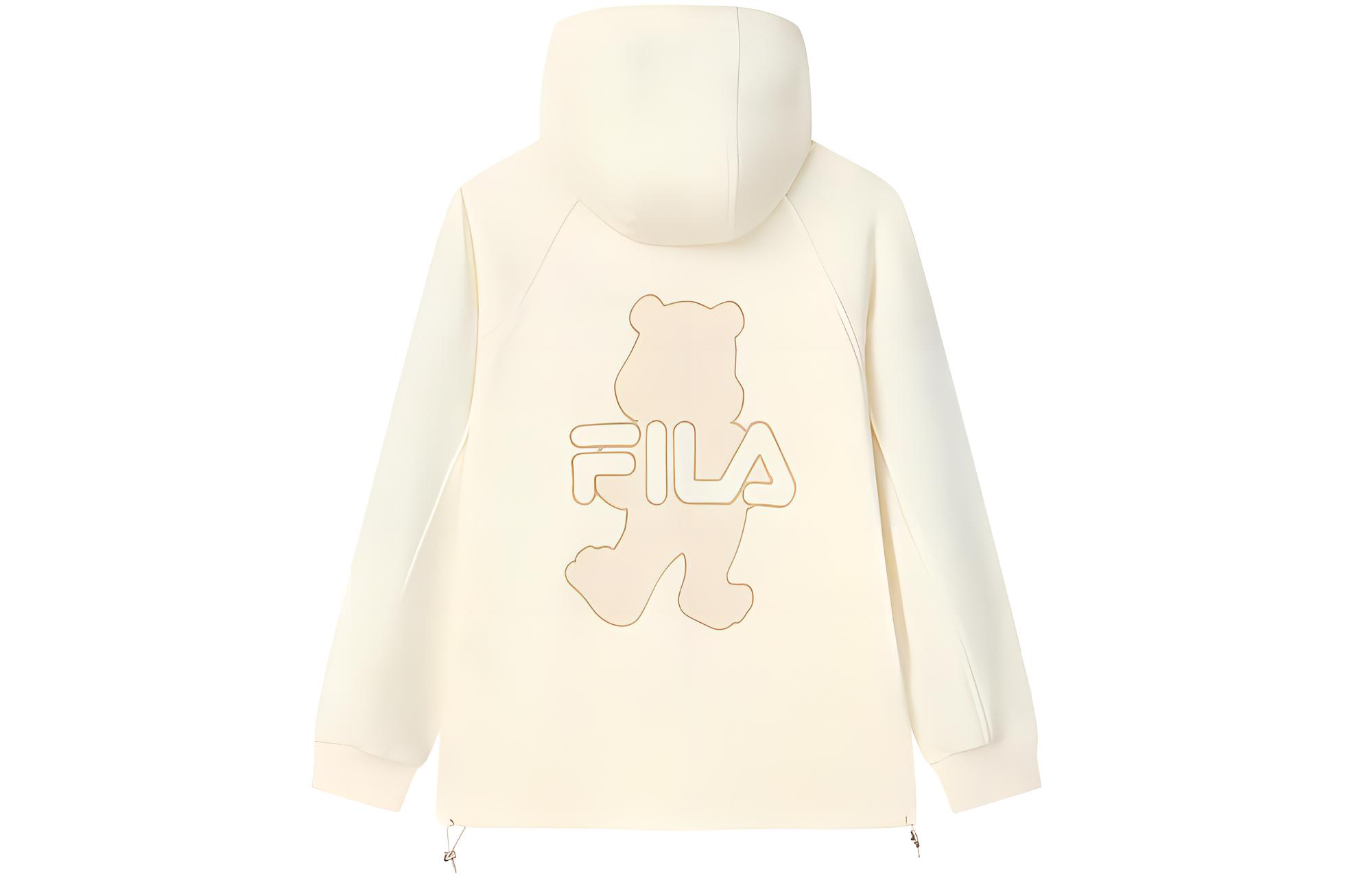 (Women) FILA Knit Hoodie Jacket with Bear Logo Back - Cream White F11W138579FIV