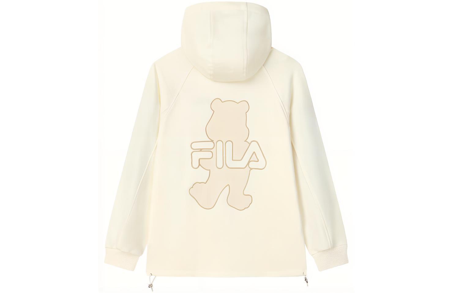 (Women) FILA Knit Hoodie Jacket with Bear Logo Back - Cream White F11W138579FIV 圖 2