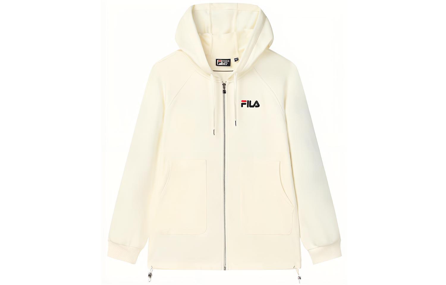(Women) FILA Knit Hoodie Jacket with Bear Logo Back - Cream White F11W138579FIV 圖 3