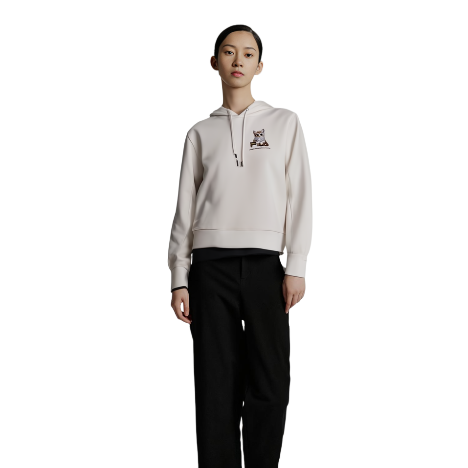 Purchase (W) FILA 刺繡連帽衫 - 貓咪圖案與字母設計 (淺米色) F11W348209F-IV