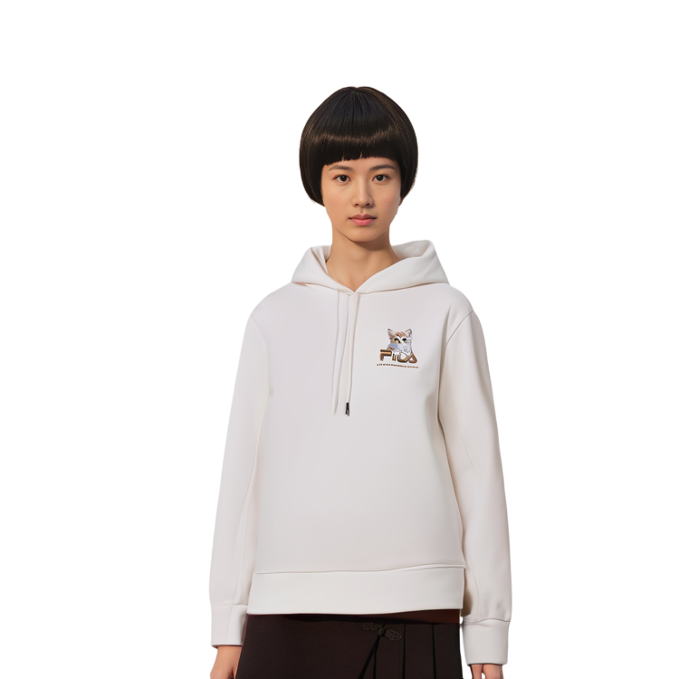 Details for (W) FILA 刺繡連帽衫 - 貓咪圖案與字母設計 (淺米色) F11W348209F-IV