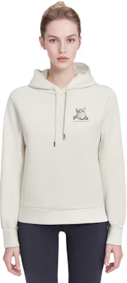 (W) FILA 刺繡連帽衫 - 貓咪圖案與字母設計 (淺米色) F11W348209F-IV Sizing (W) FILA 刺繡連帽衫 - 貓咪圖案與字母設計 (淺米色) F11W348209F-IV