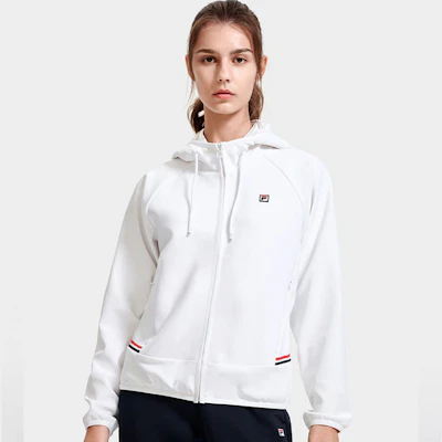 (W) FILA 白色针织休闲连帽夹克 A11W313502F-WT Purchase (W) FILA 白色针织休闲连帽夹克 A11W313502F-WT