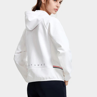 (W) FILA 白色针织休闲连帽夹克 A11W313502F-WT Cheap (W) FILA 白色针织休闲连帽夹克 A11W313502F-WT