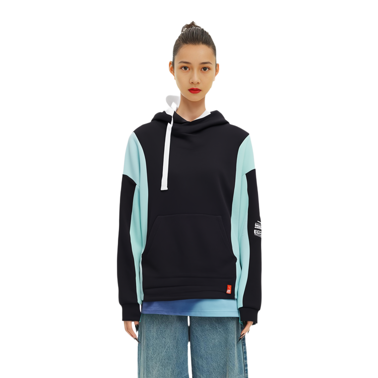 Shop (W) FILA 經典黑撞色針織連帽衫 - 休閒學院風格 F11W339207FBK