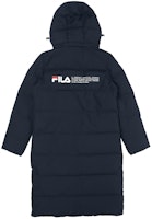 (Women) FILA Legendary Blue Logo Print Hooded Down Coat Winter Sports Jacket. F61W148956FNV (Women) FILA Legendary Blue Logo Print Hooded Down Coat Winter Sports Jacket. F61W148956FNV