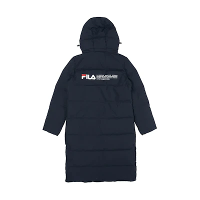 (Women) FILA Legendary Blue Logo Print Hooded Down Coat Winter Sports Jacket. F61W148956FNV