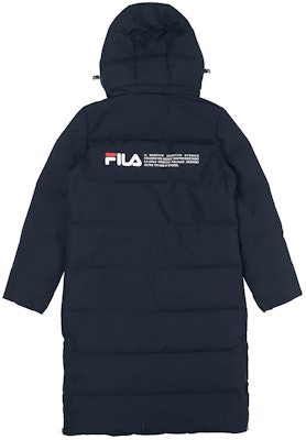 (Women) FILA Legendary Blue Logo Print Hooded Down Coat Winter Sports Jacket. F61W148956FNV Order (Women) FILA Legendary Blue Logo Print Hooded Down Coat Winter Sports Jacket. F61W148956FNV